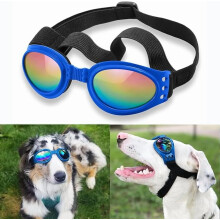 Hunde-Sonnenbrille für mittelgroße bis große Rassen (ab 7 kg), Schutz vor Wind, Staub und Beschlag, verstellbares Band, geeignet für Motorrad,