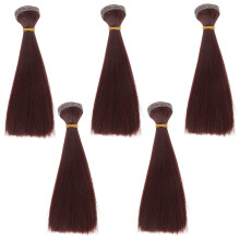 Peluca de cabello liso OUNONA para muñecas - Peluca decorativa marrón para manualidades, con banda elástica, duradera y de aspecto realista.