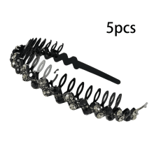 5 stuks haarbanden voor dames, verstelbare en antislip dunne haarbanden voor dames, haarbanden met edelsteendetails in de vorm van tanden, grijs