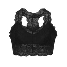 lulshou Dam-BH:ar Sexiga Spets-BH-underkläder Plus Size Vest Crop Bygel-BH Spetsunderkläder Sexiga V-ringade underkläder (Svart, XXXL)