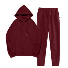 Conjunto de moletom feminino casual esportivo com calça comprida, blusa de moletom com capuz e bolsos (2 peças), tamanhos P-3XG.