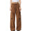Calça Palazzo Feminina de Pernas Largas com Bolsos, Comprimento Total 1