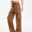 Calça Palazzo Feminina de Pernas Largas com Bolsos, Comprimento Total 2