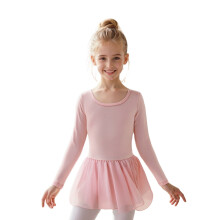 Ballet leotard with tutu for girls long sleeve stretchy