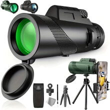 Stscope360Monocular – Teileascóp Splanc HD le haghaidh Breathnú Éan, Campála, Taisteal & Ceolchoirmeacha (Dubh, 80100), comhoiriúnach le