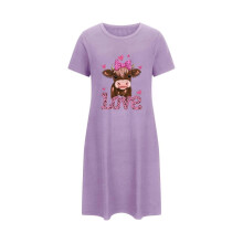Alla hjärtans dag-nattlinne med hjärtmönster och rosett för kvinnor, nattlinnen i mjölksiden, plusstorlek 3XL–5XL, mysig pyjamasklänning