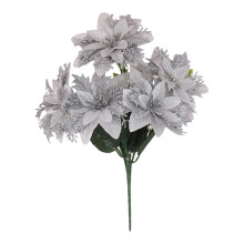 Poinsettia artificiel pailleté, 15,7 cm (1 paquet)