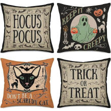 Halloween-putetrekk 20x20 tommer bomulls- og linsett, 4 stk.