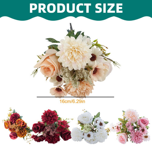 Bouquet di rose e crisantemi artificiali – Oro rosa, 2