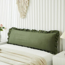 Shabby Chic olivgrönt örngott - 20x54 tum långt örngott med volangdekor
