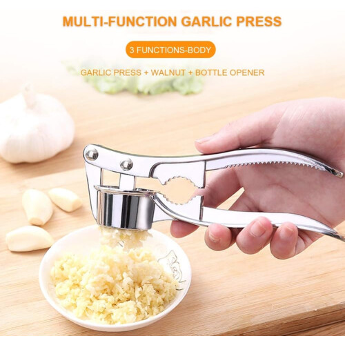 Garlic Press Manual Heavy Duty Aluminum MultiFunction Nutcracker Fish Scale Scraper Opener 1