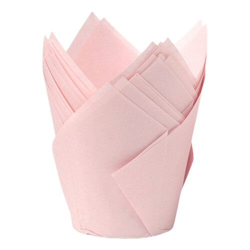 50Pcs Tulips Cupcake Liners Multipurpose Muffin Cases For-Pink