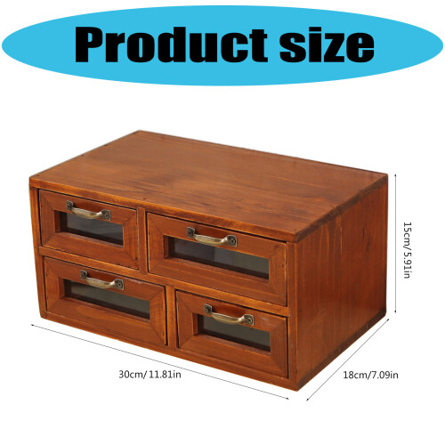 Classical Wood Drawer Cabinet Storage Container For Makeup Tools 2