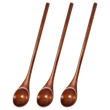 3 Stück natürliche Holzlöffel, tragbare Rührlöffel zum Rühren