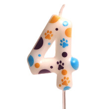 Dog Paws Print Birthday Candle 0-9 Digital Candle Happy-4