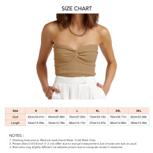 Damentop aus khakifarbenem, trägerlosem Rippstrick mit Twist-Knoten, Tubetop, XS–3XL