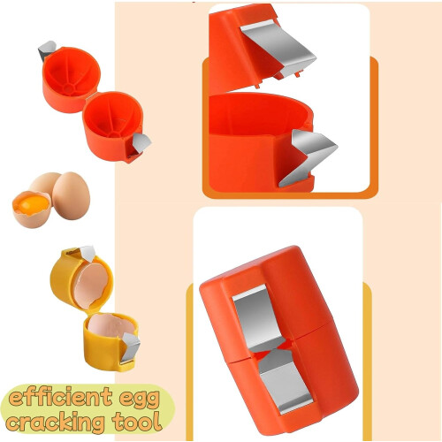 Stainless Steel Egg Cracker Tool for Hard Boiled Eggs and Baking, Precision OnePress Yellow Design 1