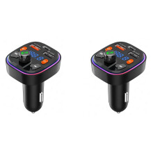 2X FM Transmitter for Car - Dual USB Port and Type-C PD Car Charger, 7 Colors LED Backlit, MP3 Music Player