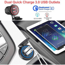 3X QC 3.0 Dual USB Charger Socket,Waterproof 12V/24V USB Outlet with Touch- for Car, Marine,Boat,RV,Motorcycle,Red