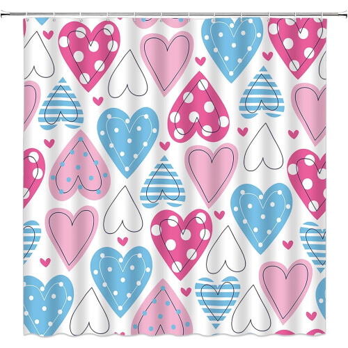 Boho-Herz-Duschvorhang, 178 x 213 cm, Polyester