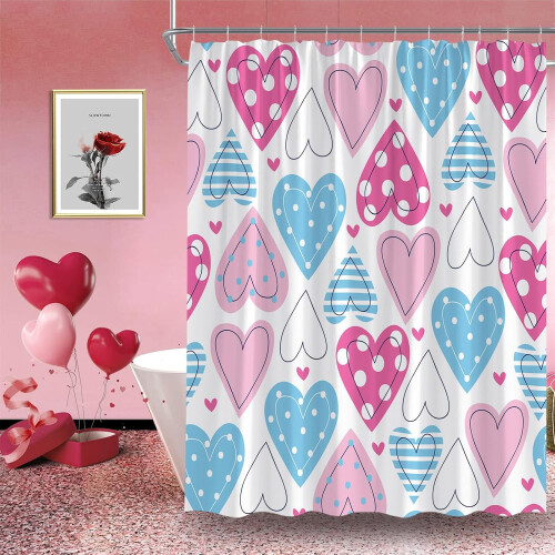 Boho-Herz-Duschvorhang, 178 x 213 cm, Polyester 1