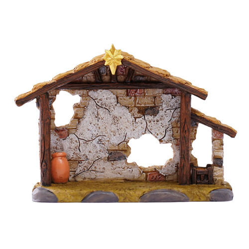 Crèche en résine avec étable – 9 figurines et 3 2