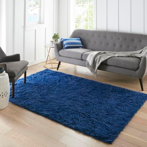 Kungsblå, lurvig matta 9x1,5 m