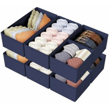 Organiseurs de tiroir en tissu bleu marine, lot de 8