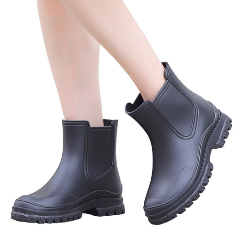 Botas de chuva impermeáveis femininas de cano curto e cano largo (1 par) 2