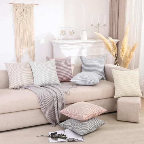 Fodere per cuscini a righe azzurre, set da 2 pezzi, 45x45 cm. 2