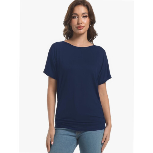 Γυναικεία Casual T-shirts Dolman με κοντομάνικα πουκάμισα, τοπ με βολάν και φαρδιά