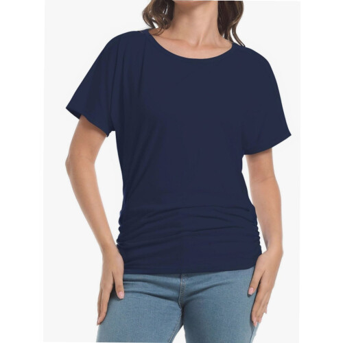 Γυναικεία Casual T-shirts Dolman με κοντομάνικα πουκάμισα, τοπ με βολάν και φαρδιά 1