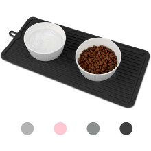 Waterproof Pet Placemat,Feeding Mats,Non Slipping Cat Food Mats,Cat Food Mats for Floor with Lip,Dog Food Mat-Black