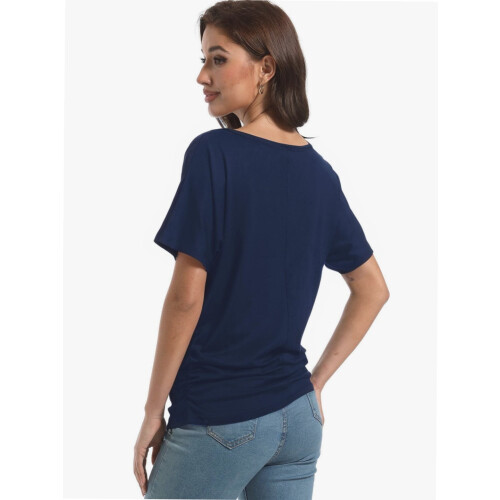 Γυναικεία Casual T-shirts Dolman με κοντομάνικα πουκάμισα, τοπ με βολάν και φαρδιά 2