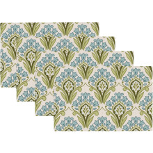 Set van 4 saliegroene linnen placemats, 30 x 45 cm
