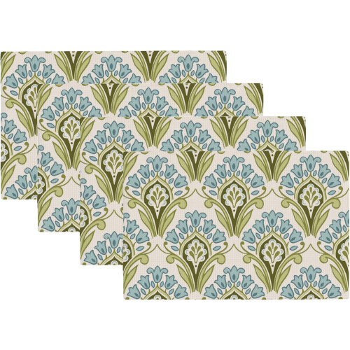 Set van 4 saliegroene linnen placemats, 30 x 45 cm