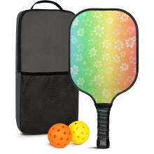 Floral Fiberglass Pickleball Paddles Set w/ 2 Balls & Bag – Compatible with Indoor/Outdoor Play