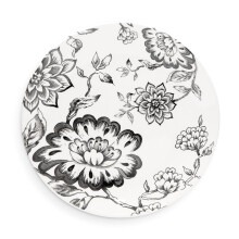 Wade Botanical Night Side Plate with Black Floral Design, Crafted from Earthenware, Made in Stoke-on-Trent, 22.75cm, Black, WA967022BLK