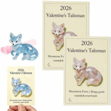 2026Valentýnský talisman s měsíčním kamenem a liškou – jemné teplo a sladké pouto, křišťálová ozdoba, dárek pro manželku/dceru (2