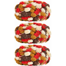 3 Pack POM-POM Ball Yarn, 100% Polyester Jelly Bean POM-POM Ball Yarn for Crochet Knitting Handcraft Mat, 450g