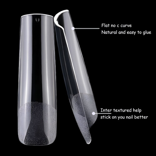 Τετράγωνο Gel Nail Tips240 τεμάχια Πολύ Μακριά Διαφανή Κωνικά Τετράγωνα Ψεύτικα Νύχια 2