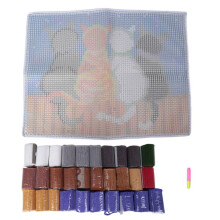 Hook Rug Kits Crocheting Carpet Rug Cats Yarn Pre-Printed Canvas Cushion Mat Crochet Sofa Decor