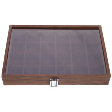 Organiseur à sachets de thé en bois avec compartiments en verre transparent, marron foncé