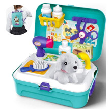 Kids' Dog Grooming Doctor Kit Toy – Pretend Pet Care Play Set with Carrier & Sturdy Gift Case, Compatible with Toy Puppies