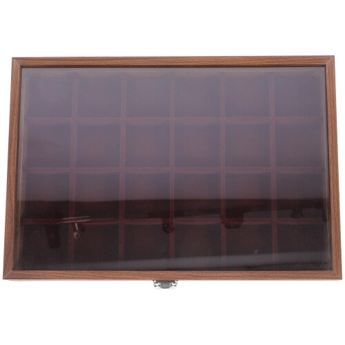 Teebeutel-Organizer aus Holz mit transparenten Glasfächern, dunkelbraun 2