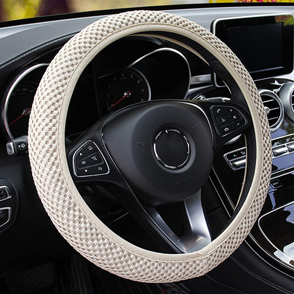 Elastic Stretch Steering Wheel Cover, 15" Microfiber Ice Silk, Anti-Slip & Breathable, Compatible With All Cars 9180479017080