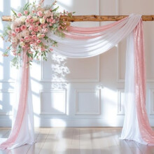 Cortina de chiffon transparente para arco de casamento, 28 x 19 pés