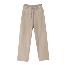 Lulshou női pamut-lenvászon egyenes szárú nadrág, khaki, XXXXL – húzózsinóros és rugalmas derékkal, tavaszi/őszi hétköznapi viselet,