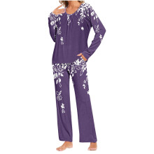 2-delige damespyjamaset met lange mouwen, comfortabele huispak, zachte damespyjamaset voor dames, maten S-3XL