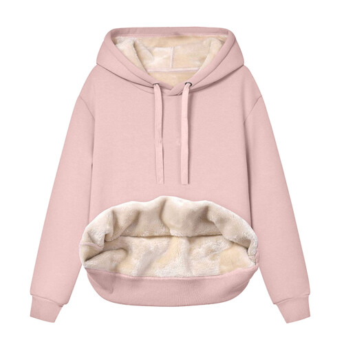 Felpa con cappuccio da donna spessa, foderata, calda, in velluto, con scollo a V e maniche lunghe, ideale per l'autunno e l'inverno. Top e camicetta